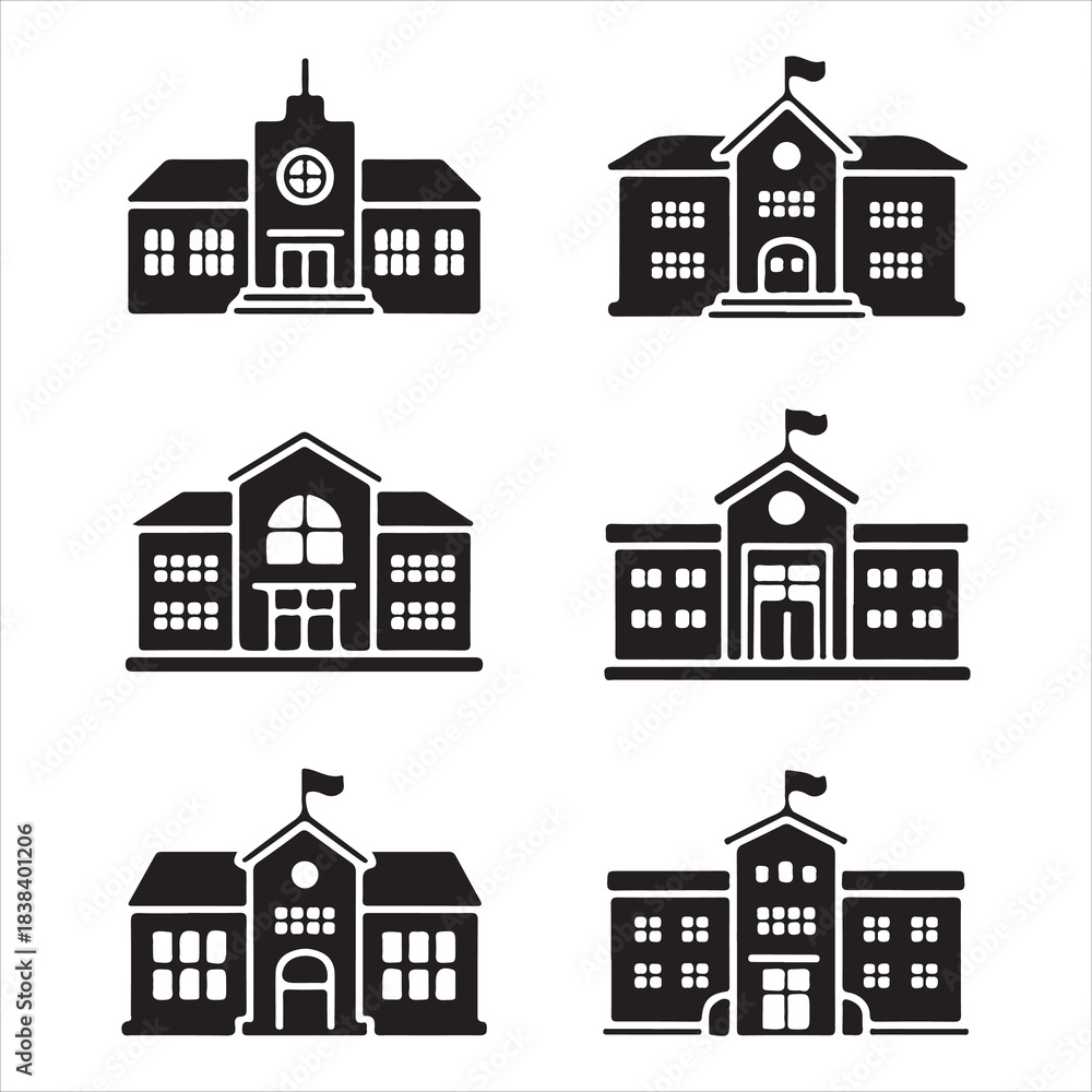Fototapeta premium Set of house icons and building illustrations in vector style