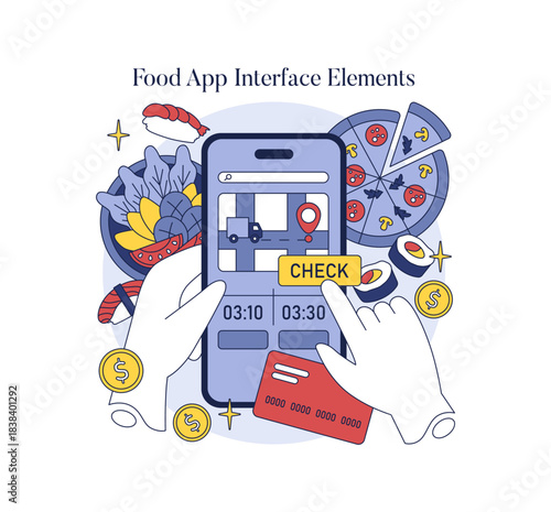 Food Delivery App Interface with Ordering Action