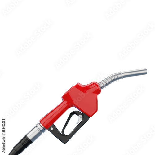 Red fuel gas pump nozzle dispenser isolated on transparent background