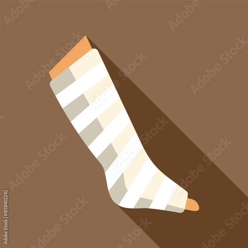 Human leg or foot covered with a medical cast or compression bandage, depicting recovery