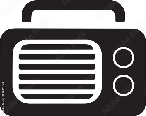 Vintage Radio Icon with Speaker and Knob