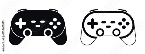 Gamepad Icon Set Featuring Video Game Controller, Joystick, And Console Symbols In Flat And Line Style For UI Design, Apps, And Gaming Graphics
