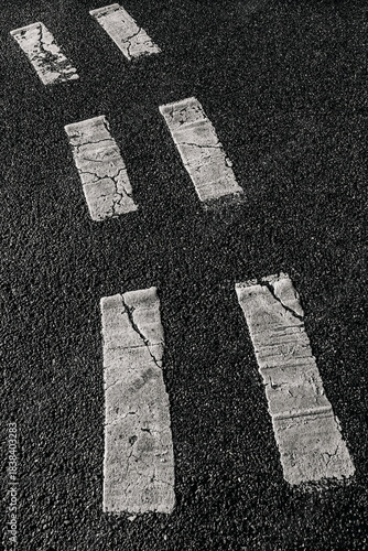 Painted white line on the road