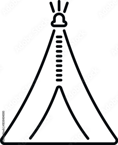 Outline icon representing a tipi tent with a notification bell on top