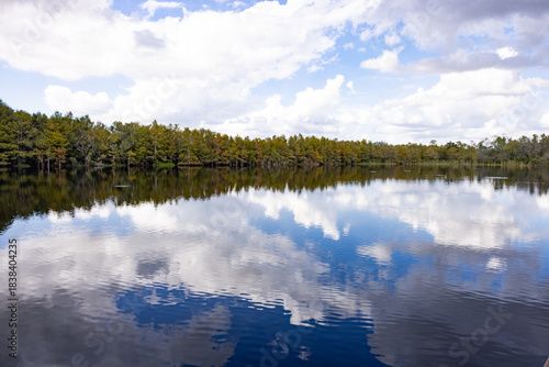 Wetlands at Six Mile Cypress Slough Preserve in Fort Myers Florida Showcase Trees and Sky Reflected in Water