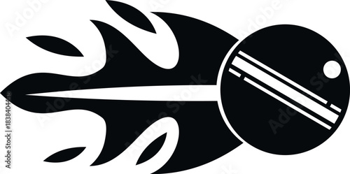 Cricket ball icon creating flames and motion during its flight