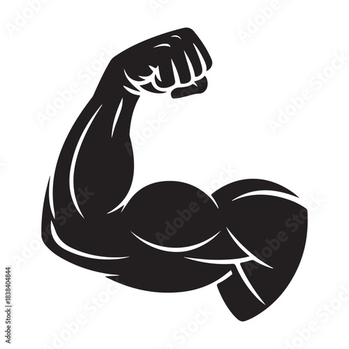 Muscle arm flexing icon silhouette vector illustration showing strength