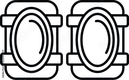 Pair of outline knee pads providing safety equipment for various activities