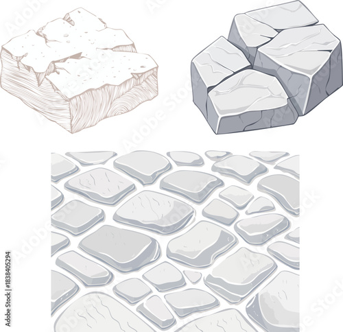 Organic stone block texture with uneven surface details forming natural architectural inspired line pattern