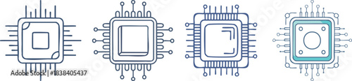 Processor chip symbol crafted with clean monoline edges presenting modern technological inspired vector clarity