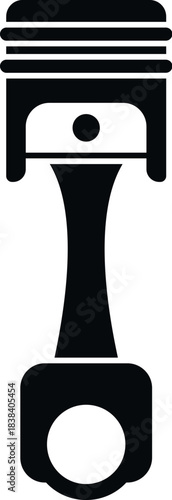 Engine piston and connecting rod mechanism as a dark icon on white background