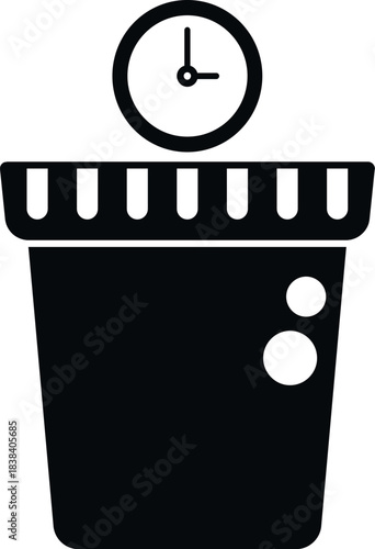 Clock icon above a waste bin representing time management or deadlines