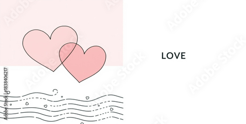 Valentine day Two Hearts Love Vector Art: Minimalist Valentine's Day Illustration for Romance and Couple Designs