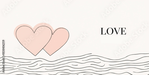 Valentine day Two Hearts Love Vector Art: Minimalist Valentine's Day Illustration for Romance and Couple Designs