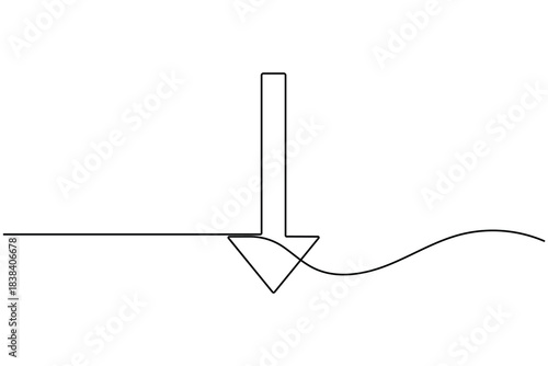 Upload and download icon continuous one line drawing on white background minimalist arrow sign symbol outline vector illustration
