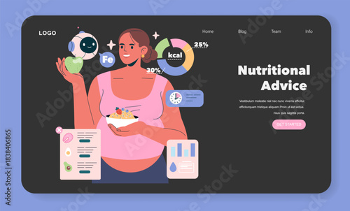 AI Pregnancy Counselor. Flat Vector Illustration