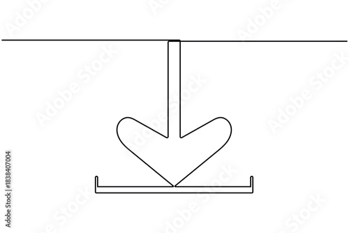 Upload and download icon continuous one line drawing on white background minimalist arrow sign symbol outline vector illustration