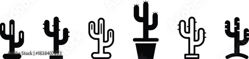 collection, botanical, against, error, failed, prickly, desert, icon, different, nature, featuring, design, flora, illustration, poses, keywords:, green, growth, graphic, icons, silhouette