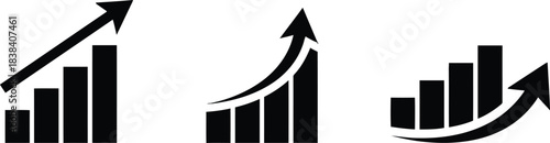 graph, chart, bar chart, growth, upward, arrow, increase, success, finance, business, data, statistics, progress, trend, positive, development, rising, vector, icon, symbol, up, financial, analytics