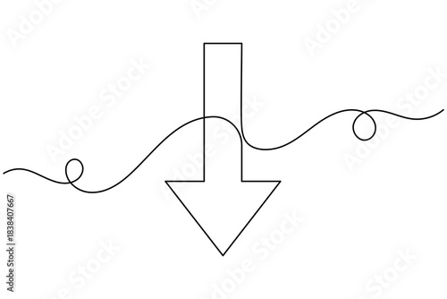 Upload and download icon continuous one line drawing on white background minimalist arrow sign symbol outline vector illustration