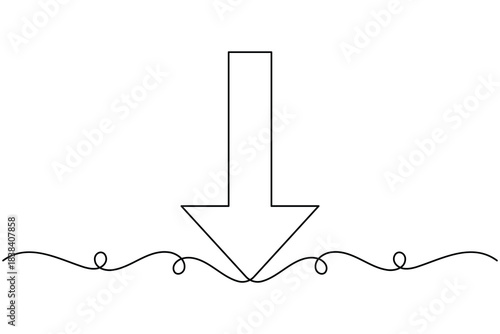 Upload and download icon continuous one line drawing on white background minimalist arrow sign symbol outline vector illustration