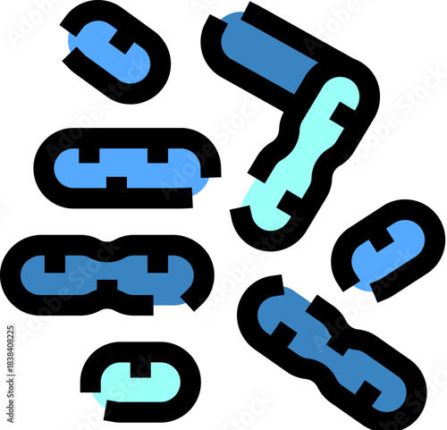 Bacteria or microbes cell elements floating science