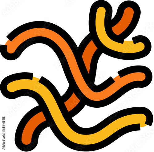 Tangled filaria worms representing parasitic infection icon