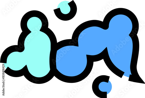 Blue soap bubbles splash cleaning foam icon