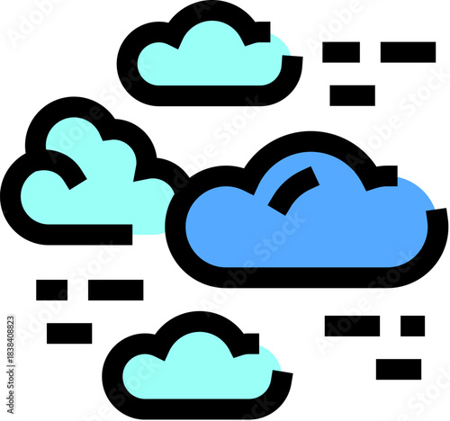 Weather forecast overcast sky with many clouds icon