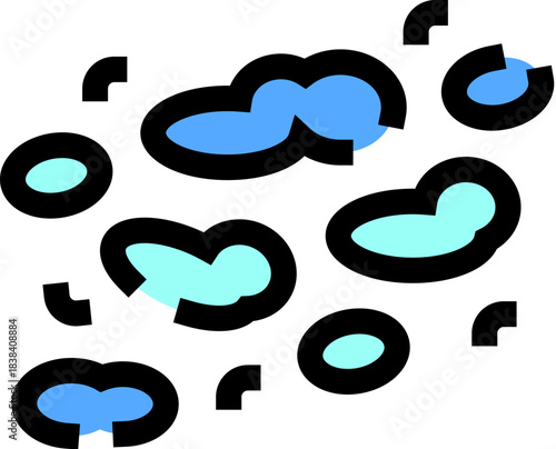 Bacteria or virus cells multiplying in an abstract blue representation