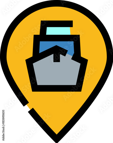 Ship location pin for global freight tracking