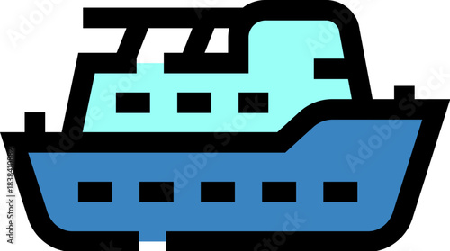 Blue ship icon representing sea travel transportation