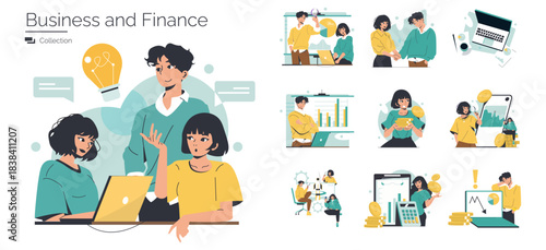 Business and Finance Team Discussion Vector Illustration