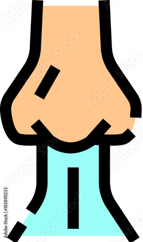 Nose with runny snot, allergy, cold, or flu symptom icon