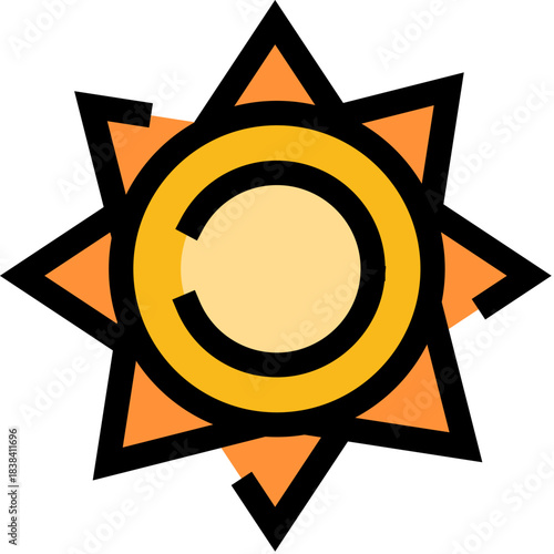 Sun producing light and warming weather illustration