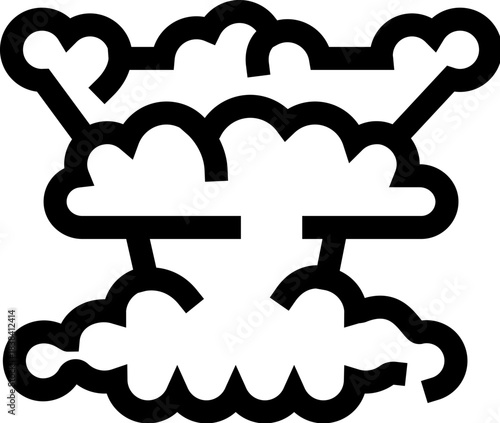 Mushroom cloud explosion vector icon showing blast destruction