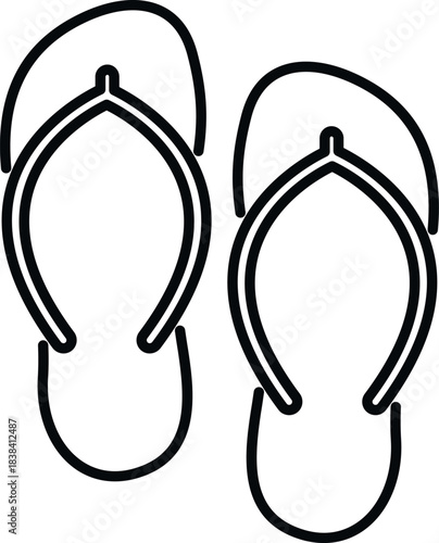 Pair of outline flip flops representing beach and summer footwear