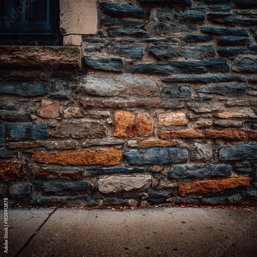 Weathered Stone Wall with Window Frame: A detailed photograph showcases a rustic stone wall with a window frame, each stone telling a silent story of time and craftsmanship. 