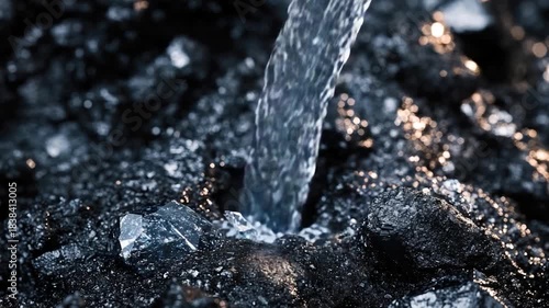 Video A close-up shot of a water spout emerging from the ground, with a burst of water and steam