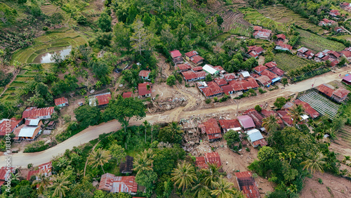 Affected by floods flash floods devastating lebong regency bengkulu indonesia damaging homes severely.