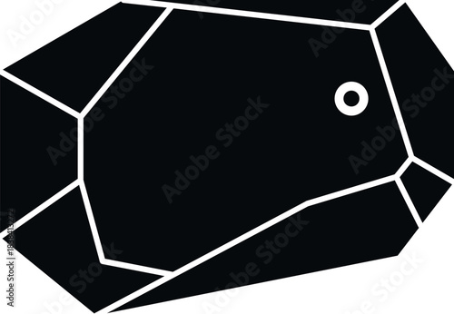 Black geometric crystal price tag with a hole for hanging on a white background