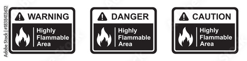 Highly flammable area label icon, vector illustration