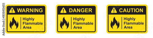 Highly flammable area label icon, vector illustration