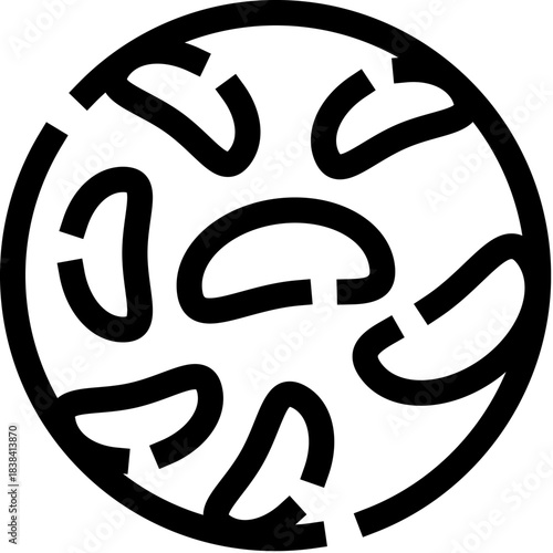 Round pizza line icon with mushroom slice toppings