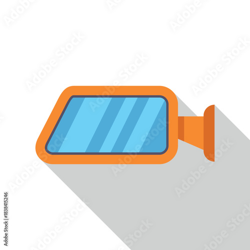 Car side mirror vector icon with a long shadow effect