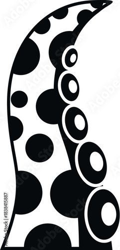 Octopus tentacle with suction cups, detailed in a graphic line art style