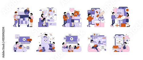 Vector Illustration of E-commerce and Online Activities