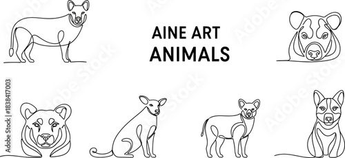 A big bundle Outline wild safari animals vector illustration of coloring page for kids and wild animals from tropical jungle, tiger macaque camel elephant bird lion deer wolf fish etc.