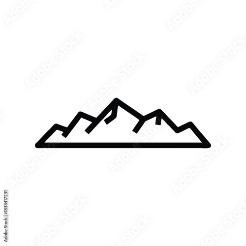 Minimalist Mountain Range Silhouette: Vector Line Art of Rugged Peaks for Outdoor and Adventure Branding