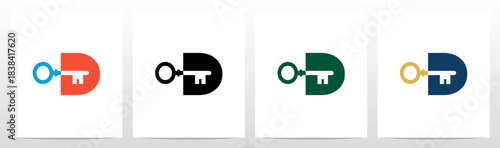 Key Inserted into Letter Negative Space Initial Logo Design D